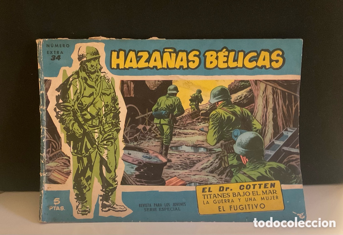 Tebeos: ‼️HAZA&Ntilde;AS BELICAS N&ordm;34. EL DR. COTTEN. TITANES BAJO EL MAR. LA GUERRA Y UNA MUJER. EL FUGITIVO‼️
