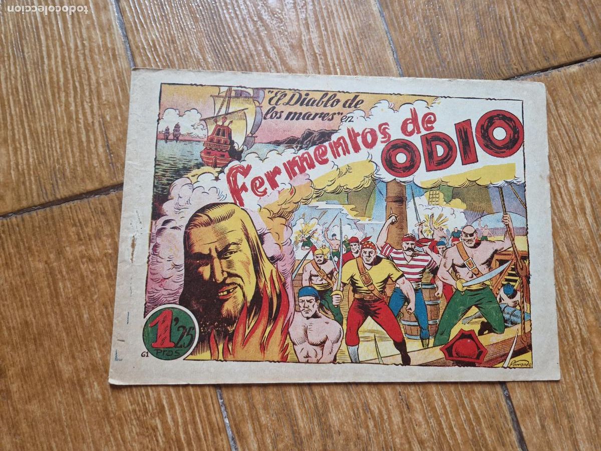 Tebeos: EL DIABLO DE LOS MARES N&ordm; 61 EDICIONES TORAY 1947 ORIGINAL - Foto 1