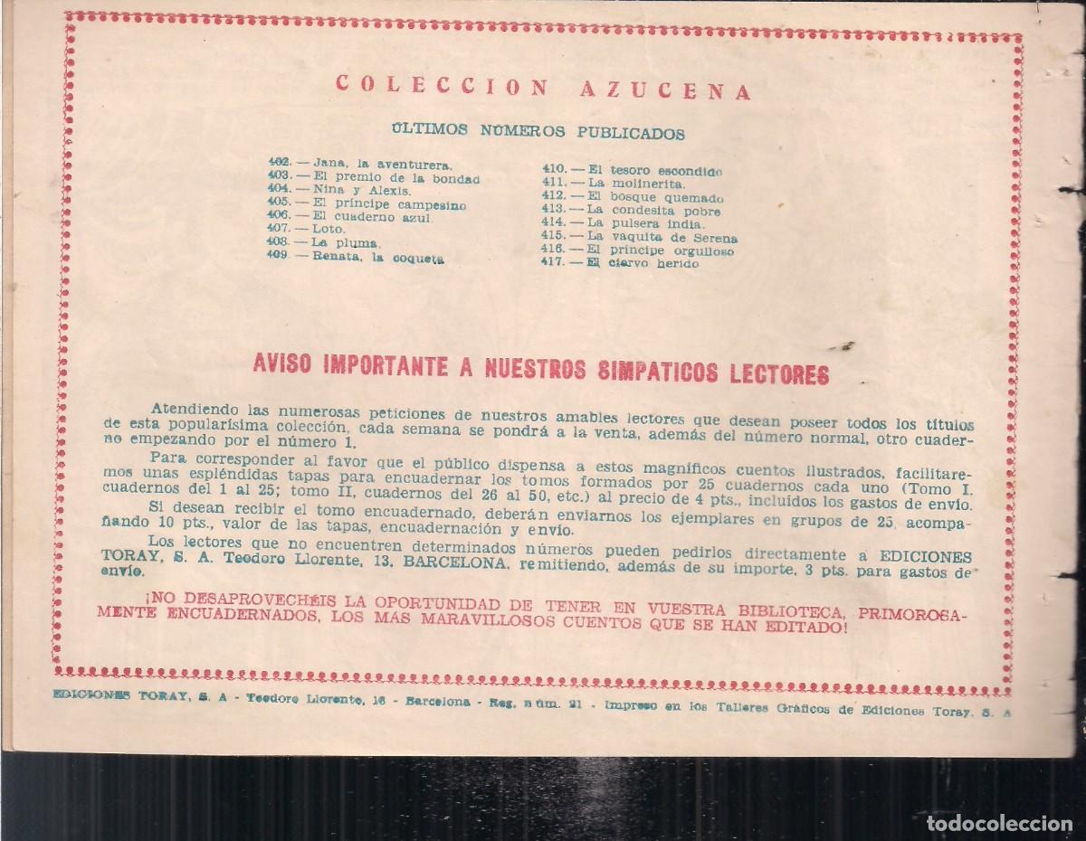 Tebeos: AZUCENA N&ordm; 417: EL CIERVO HERIDO. - Foto 2