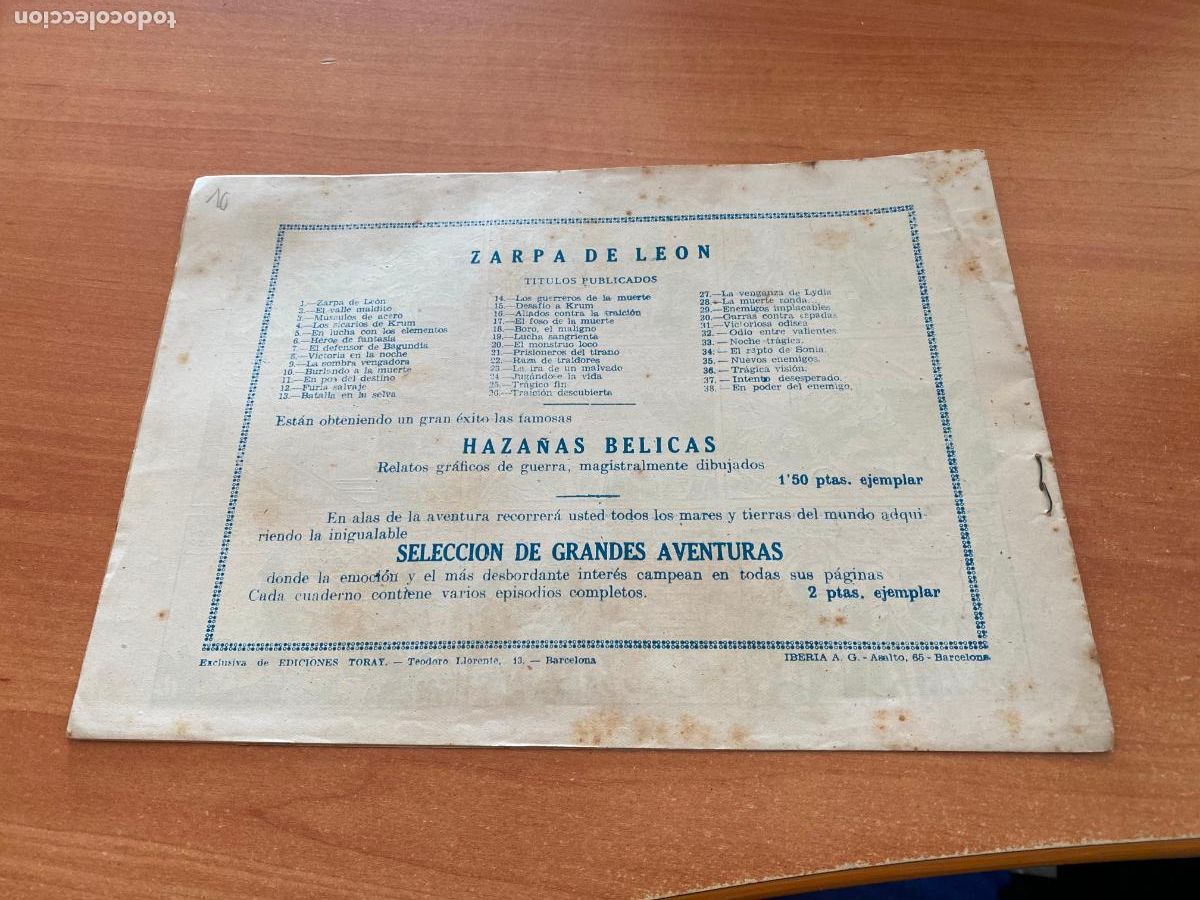 Tebeos: ZARPA DE LEON N&ordm; 38 EN PODER DEL ENEMIGO (ORIGINAL TORAY) (COB242) - Foto 2
