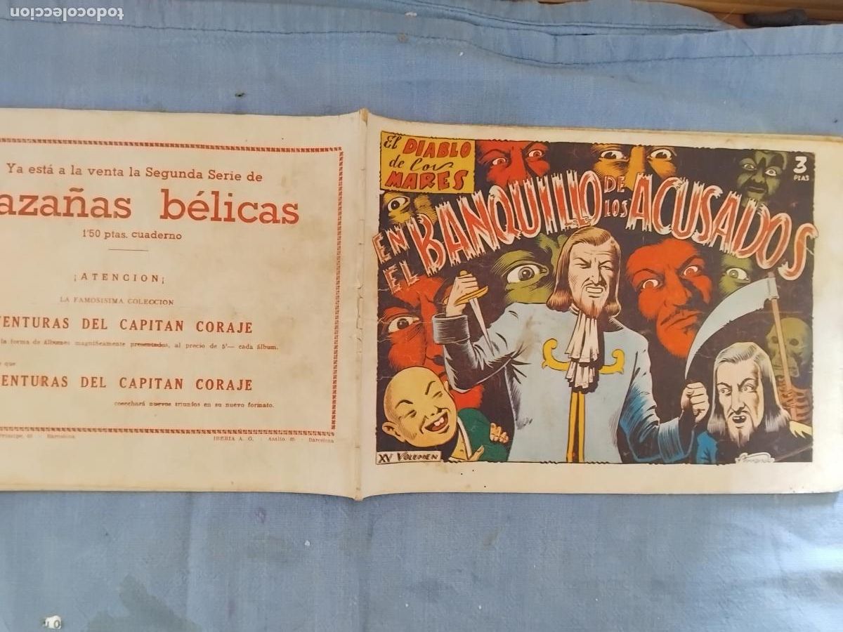 Tebeos: EL DIABLO DE LOS MARES VOLUMEN XV EDICIONES TORAY 1947. ORIGINAL. - Foto 1