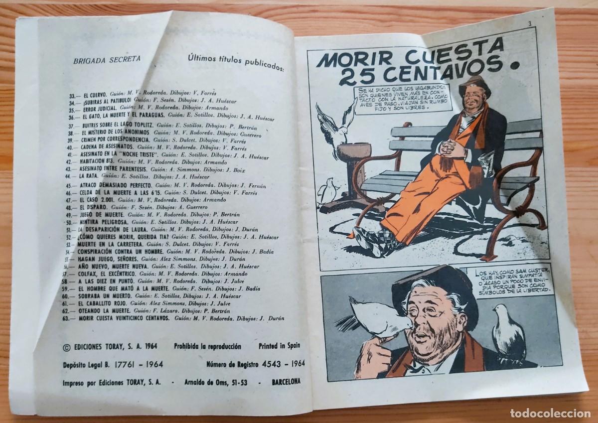 Tebeos: BRIGADA SECRETA N&ordm; 63 - EDICIONES TORAY - Foto 4