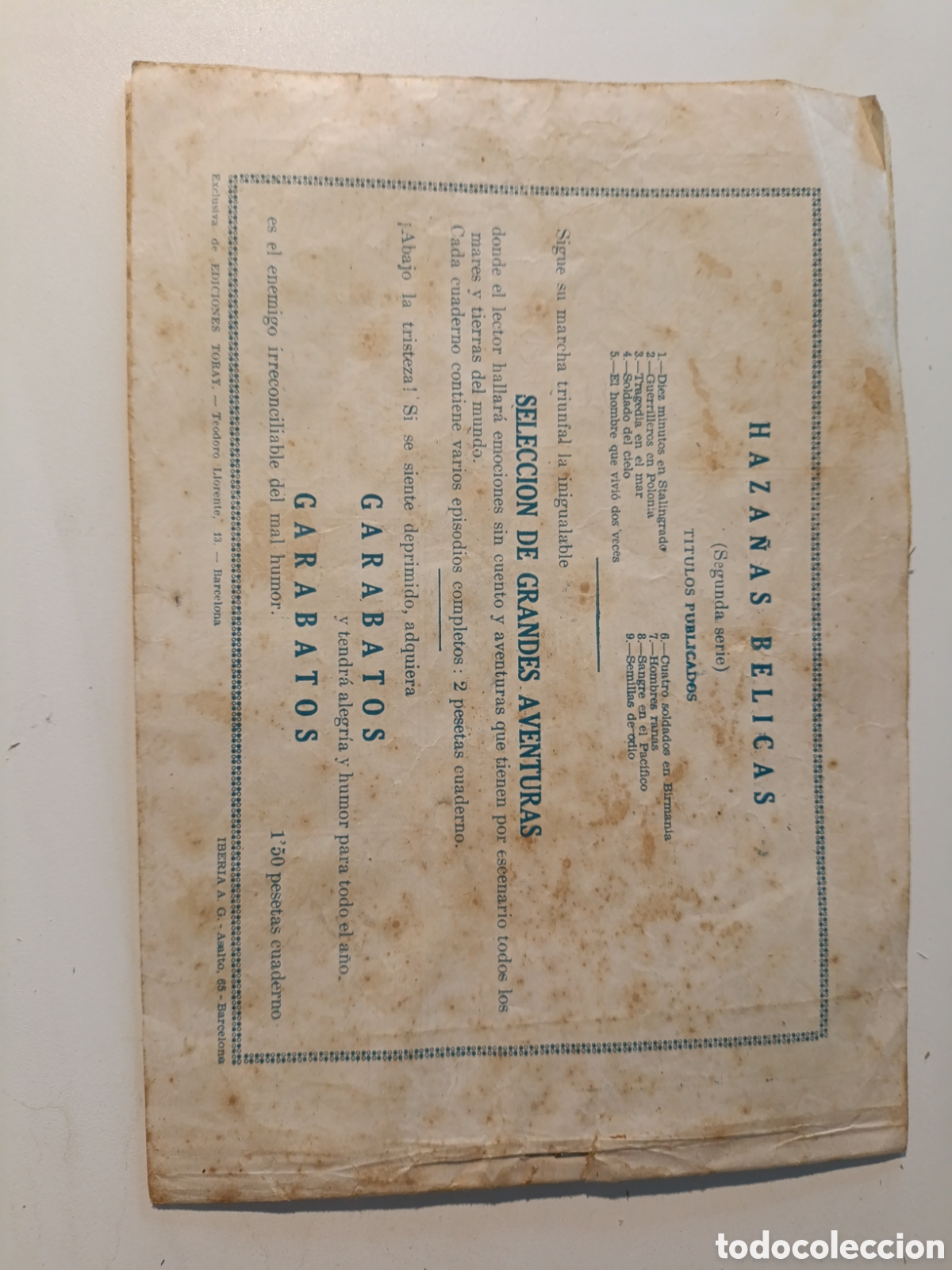 Tebeos: Haza&ntilde;as b&eacute;licas Num 9 .a&ntilde;o 1950 - Foto 2
