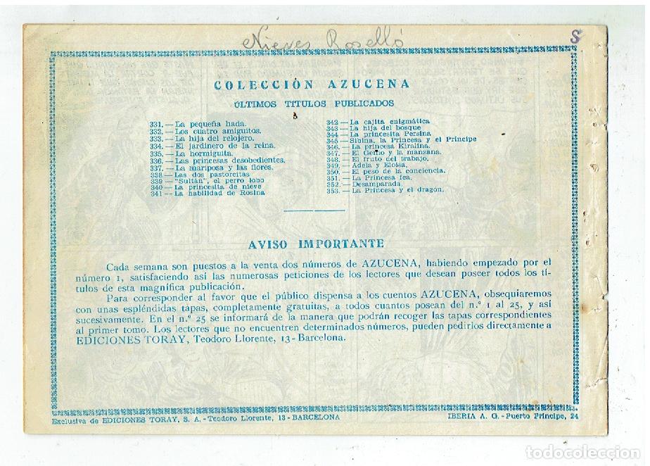 Tebeos: AZUCENA. N&ordm; 353. LA PRINCESA Y EL DRAG&Oacute;N. EDITORIAL TORAY. (C/A3) - Foto 2