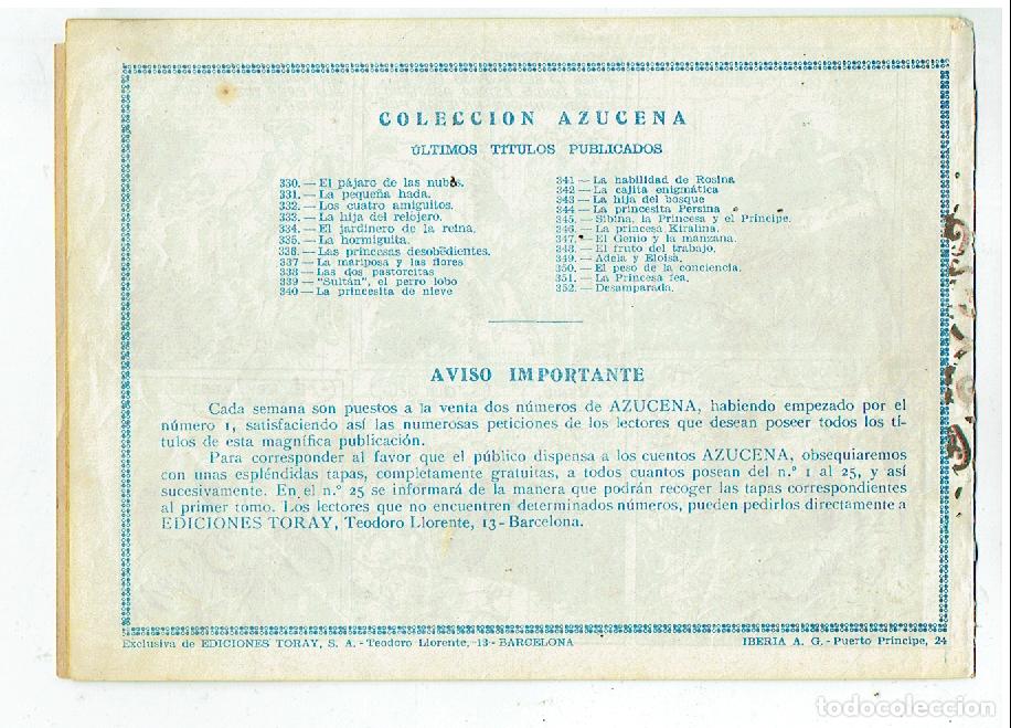 Tebeos: AZUCENA. N&ordm; 352. DESAMPARADA. EDITORIAL TORAY. (C/A3) - Foto 2
