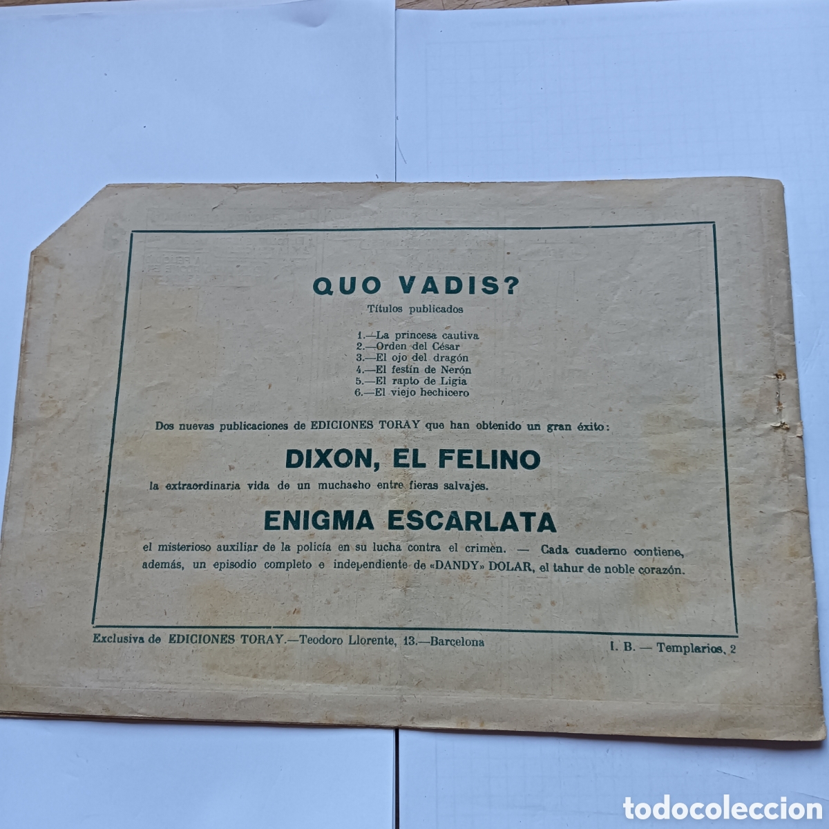 Tebeos: QUO VADIS N&Uacute;M 6 EDI.TORAY ORIGINAL - Foto 2