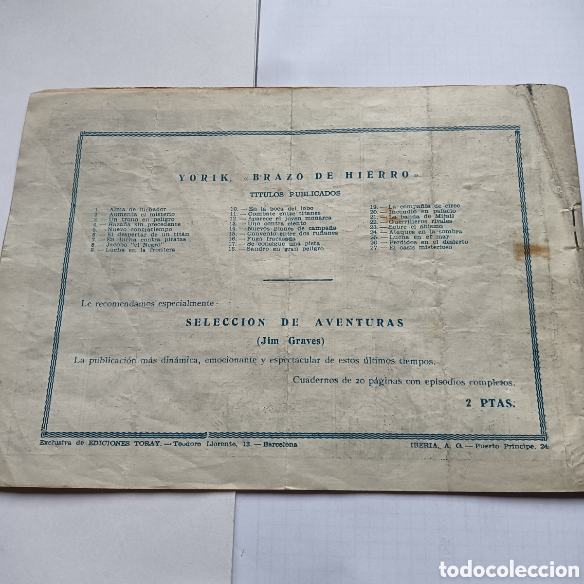 Tebeos: YURIK BRAZO DE HIERRO NUM 27 EDI.TORAY ORIGINAL - Foto 2