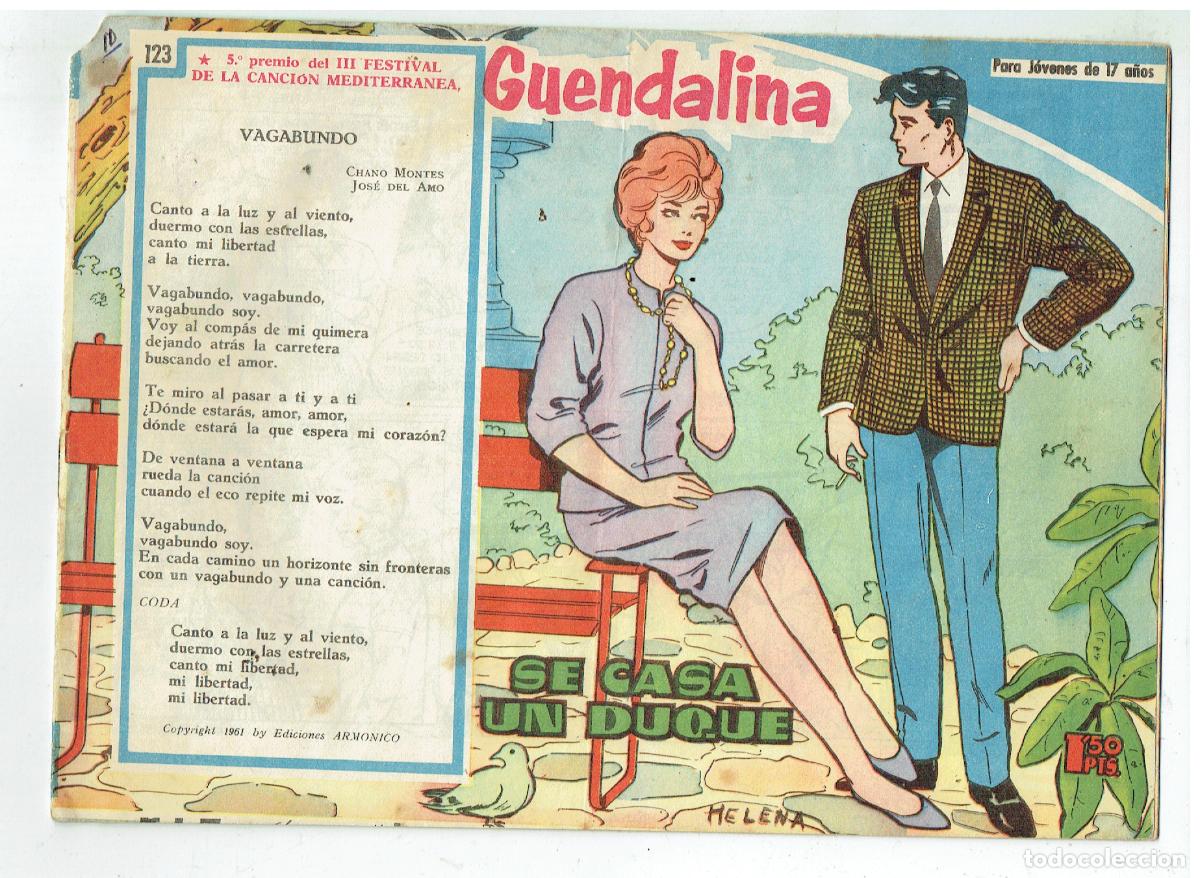 Tebeos: GUENDALINA. N&ordm; 123. SE CASA UN DUQUE. CONTRAPORTADA: JACQUES BERGERAC. TORAY, 1959. (B/48.1)