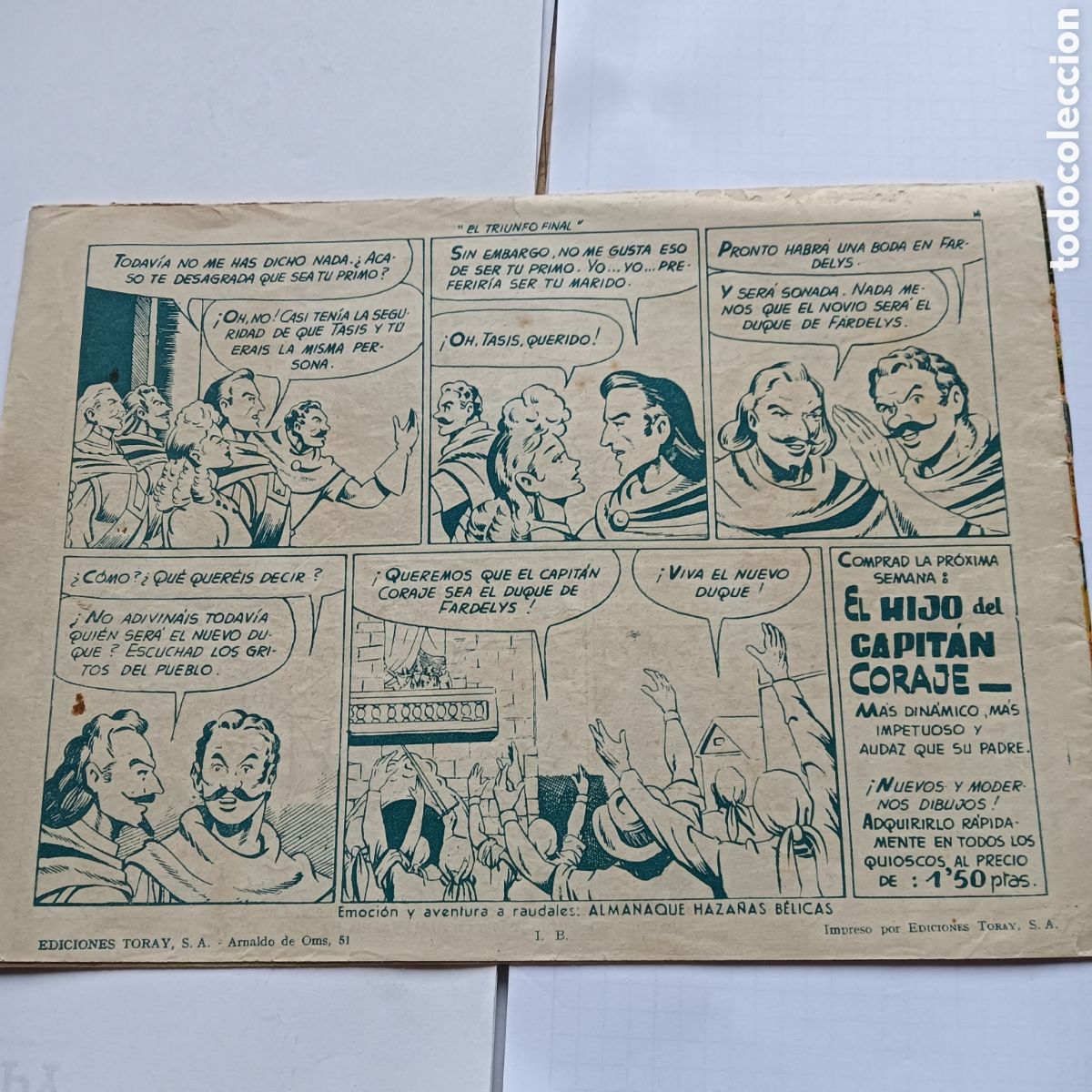 Tebeos: CAPIT&Aacute;N CORAJE N&Uacute;M 44 &Uacute;LTIMO ORIGINAL EDI.TORAY - Foto 2