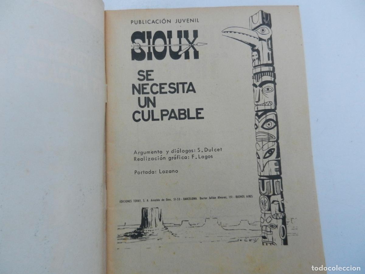 Tebeos: SE NECESITA UN CULPABLE - SIOUX - N&ordm; 182 - EDICIONES TORAY 1971. - Foto 2