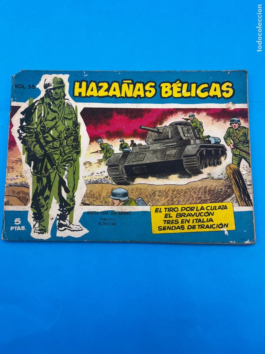 Tebeos: HAZA&Ntilde;AS BELICAS. VOLUMEN 58. EL TIRO POR LA CULATA. EL BRAVUCON. TRES EN ITALIA . EDICIONES TORAY.