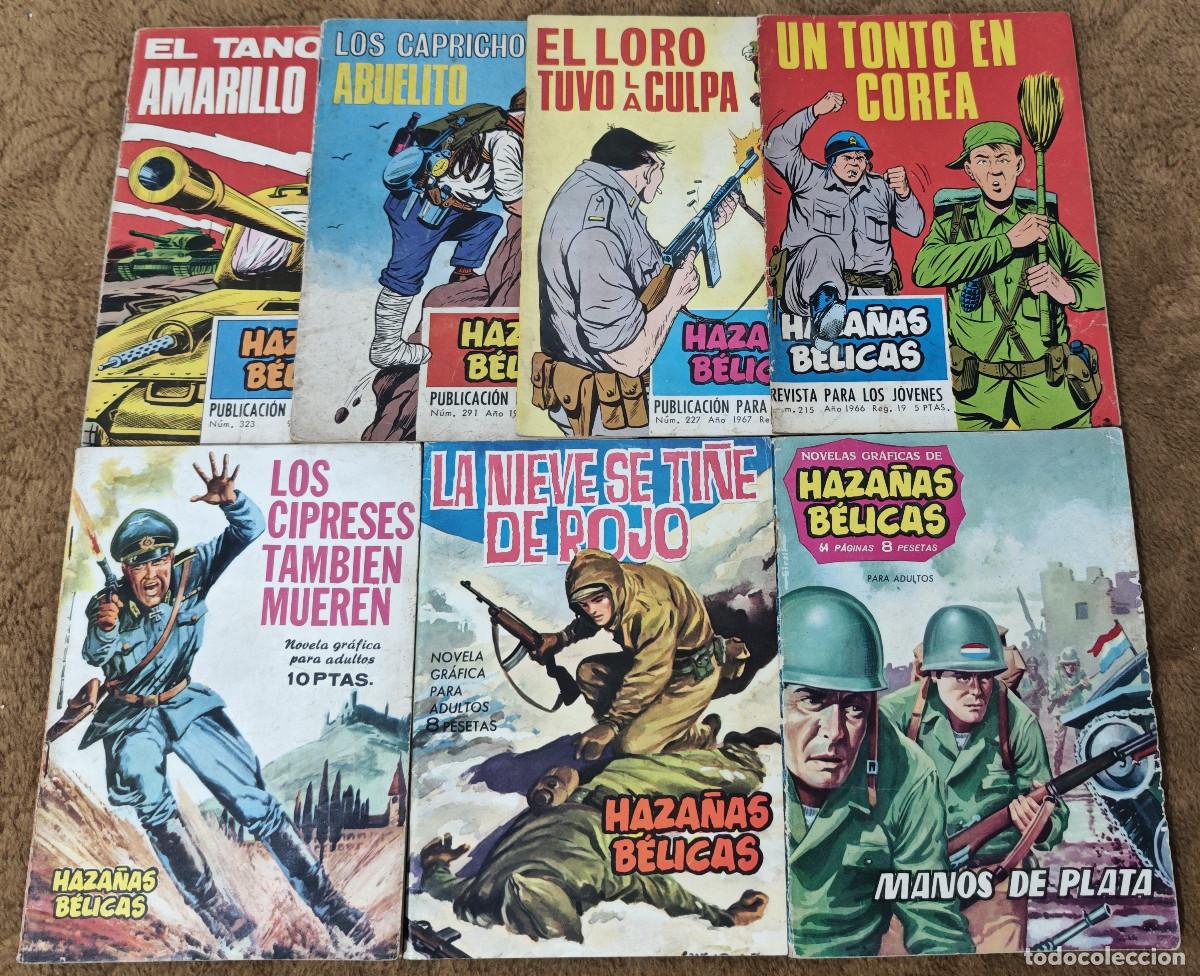 Tebeos: HAZA&Ntilde;AS BELICAS n&ordm; 9, 100, 131, 215, 227, 291 y 323 (Toray 1962/71) 7 tebeos, 4 con Sargento Gorila.