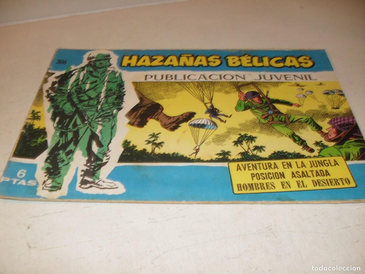 Tebeos: HAZA&Ntilde;AS BELICAS,S.AZUL,N&ordm; 306,AVENTURA EN LA JUNGLA,DE BOIX,DE 370.TORAY,1957