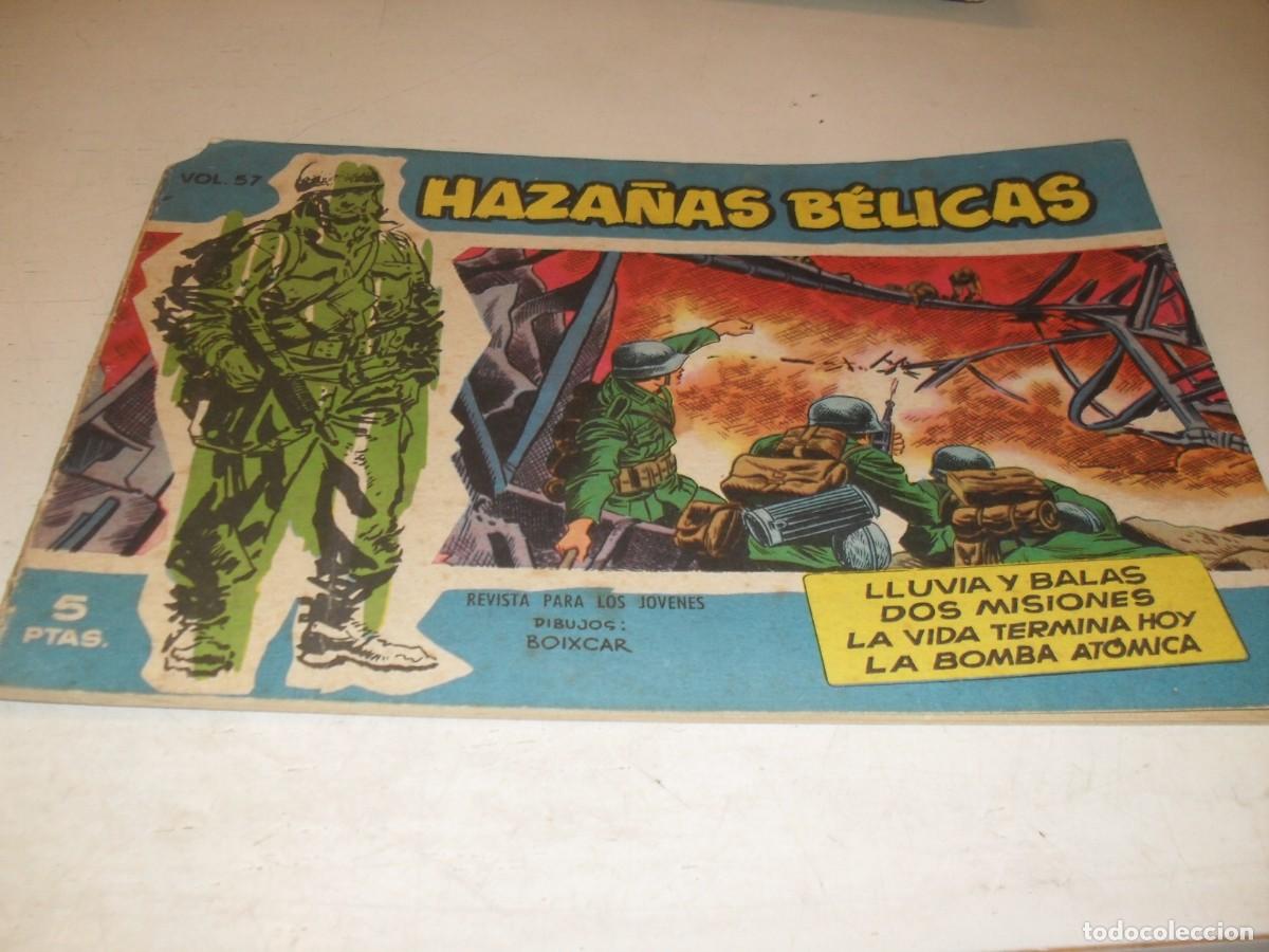 Tebeos: HAZA&Ntilde;AS BELICAS,S.AZUL,N&ordm; 57,LLUVIA Y BALAS,DE BOIXCAR,DE 370.TORAY,1957