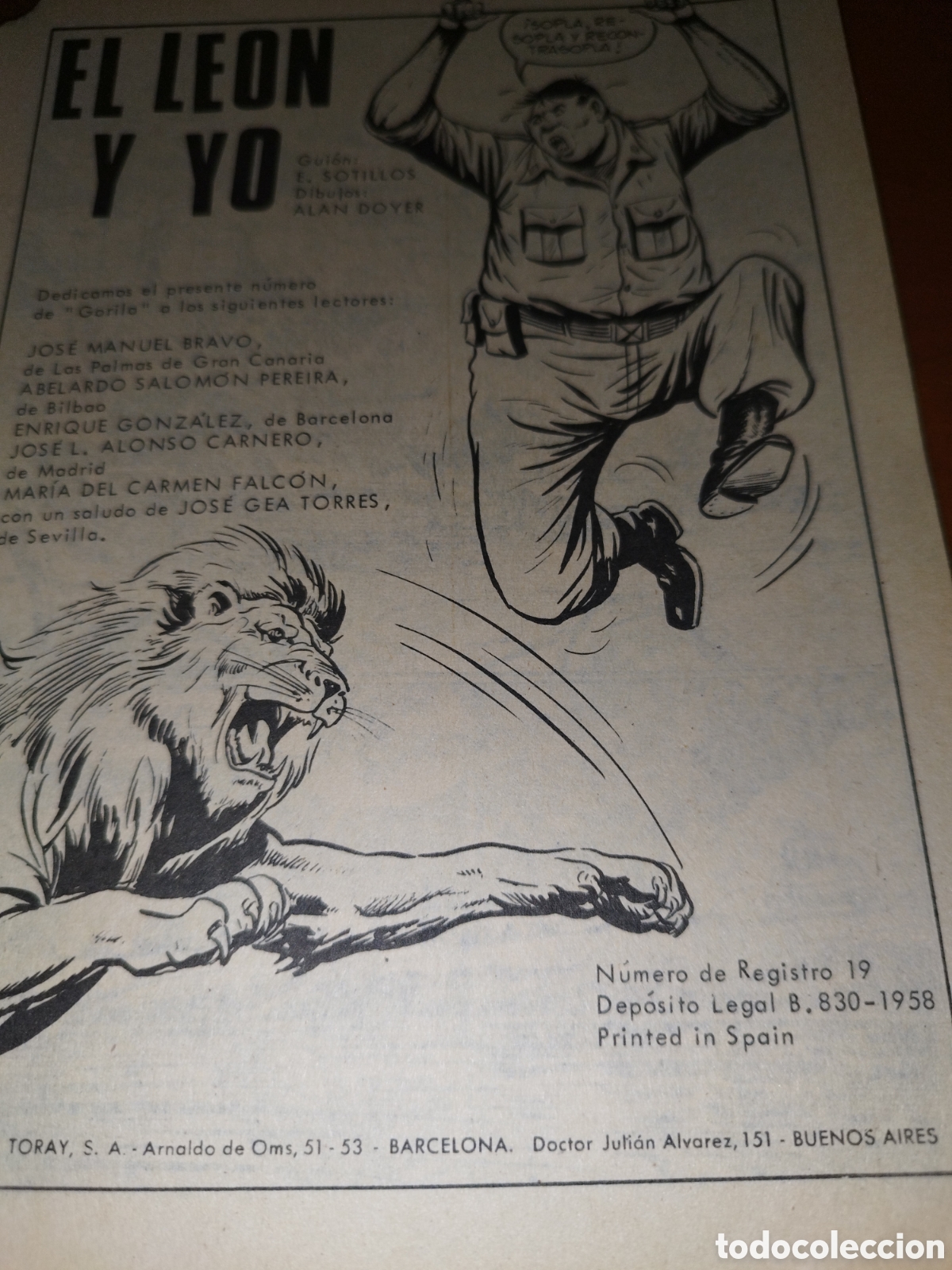 Tebeos: HAZA&Ntilde;AS BELICAS (GORILA): EL LEON Y YO. ED. TORAY, 1969. COMIC. - Foto 3