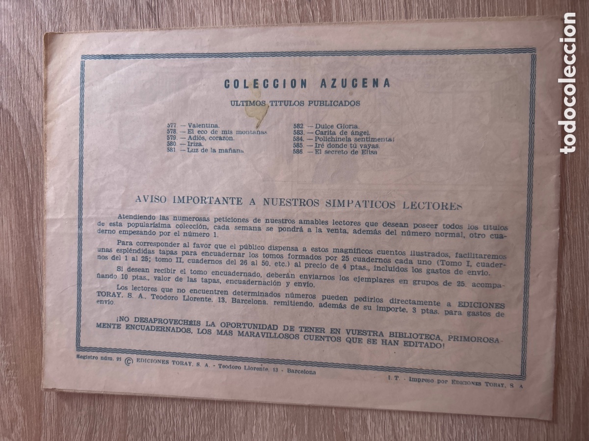 Tebeos: Colecci&oacute;n azucena n&uacute;m 586 - Foto 2