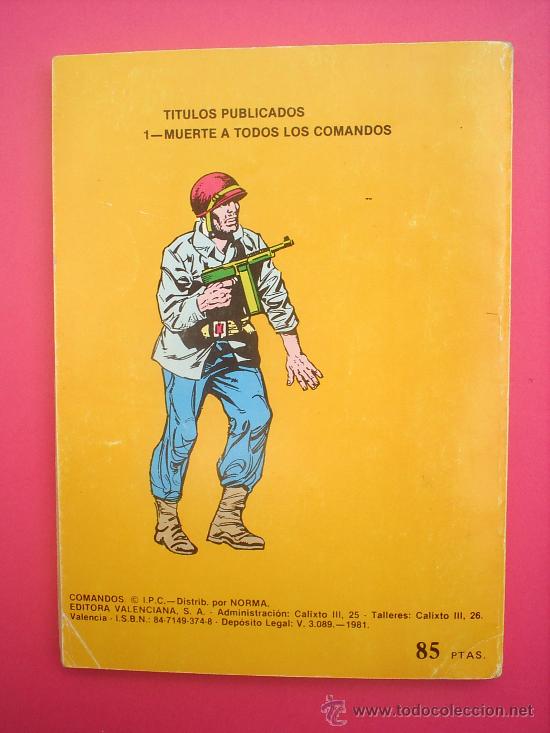 Tebeos: COMANDOS , NUMERO 2 EDITORIAL VALENCIANA 1981 - Foto 2