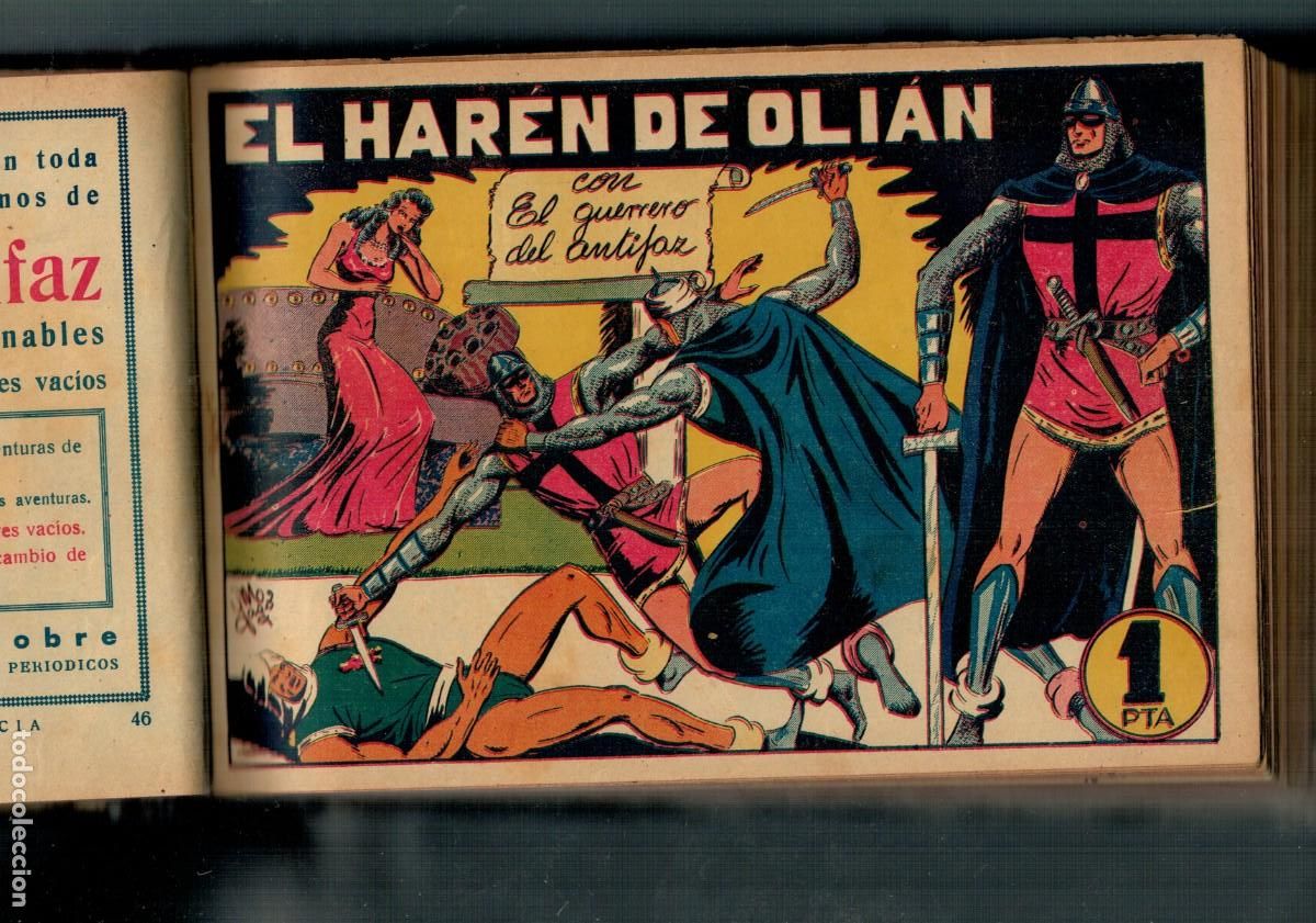 Tebeos: EL GUERRERO DEL ANTIFAZ.TOMO CON 44 N&ordm;s. DEL 37 AL 80 SEGUIDOS.VALENCIANA. ORIGINALES.