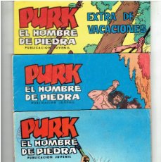 Tebeos: ARCHIVO * PURK EL HOMBRE DE PIEDRA * Nº 3, 20, + EXTRA DE VACACIONES 1974 * VALENCIANA *