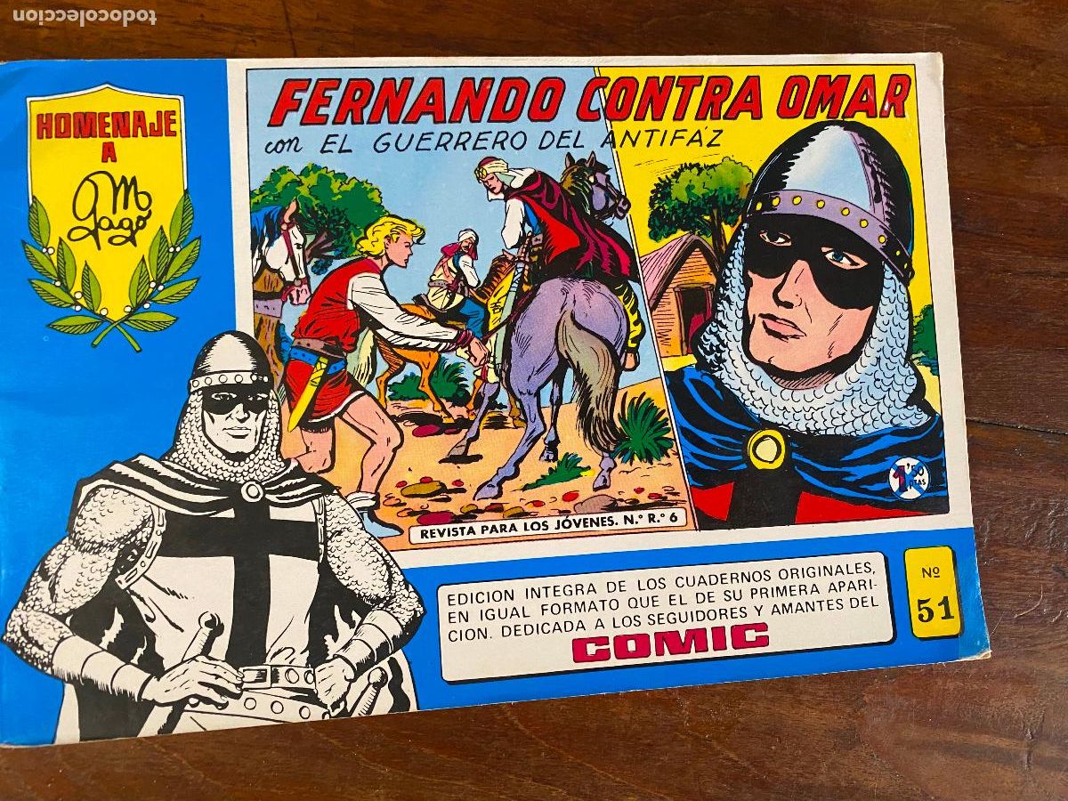 Tebeos: El Guerrero del Antifaz n&ordm; 51 Homenaje Manuel Gago Editoria Valenciana 1982 Fernando contra Omar