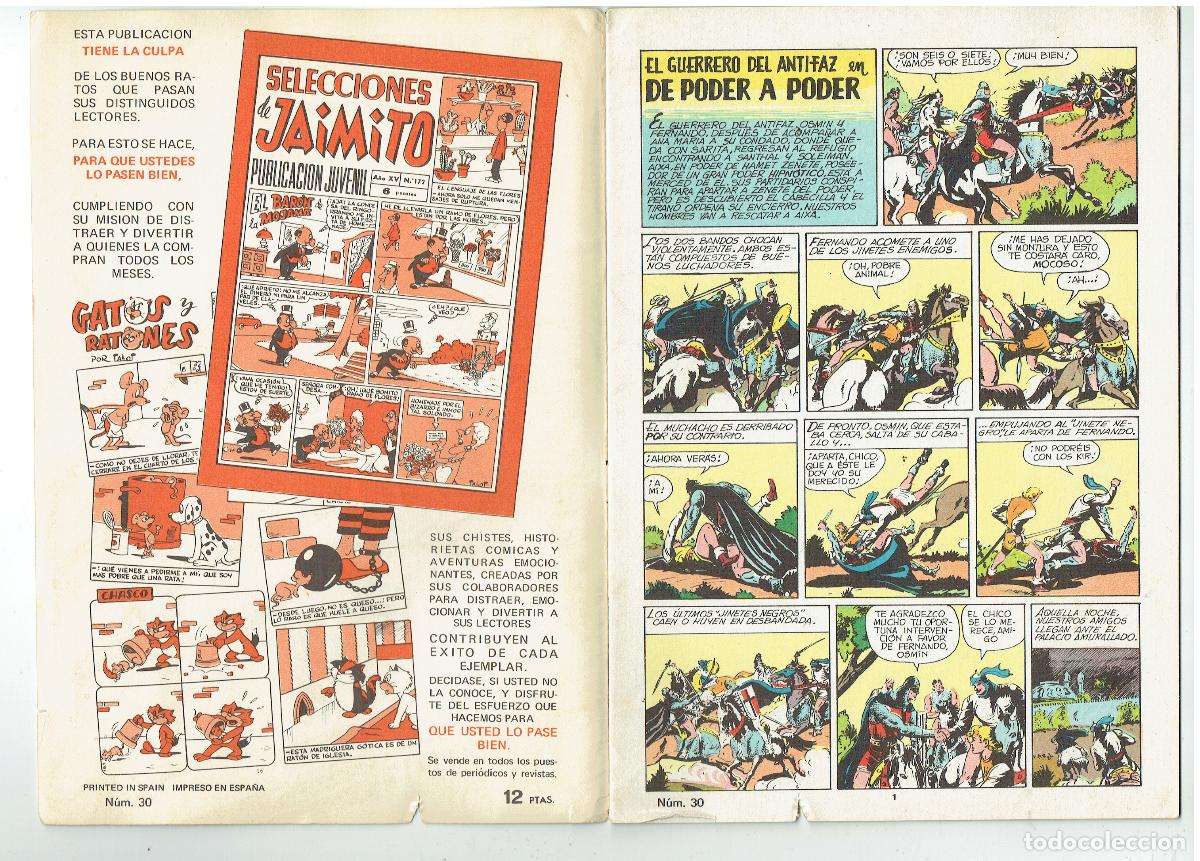 Tebeos: EL GUERRERO DEL ANTIFAZ. N&ordm; 30. DE PODER A PODER. REEDICI&Oacute;N VALENCIANA, 1972(C/A40) - Foto 2