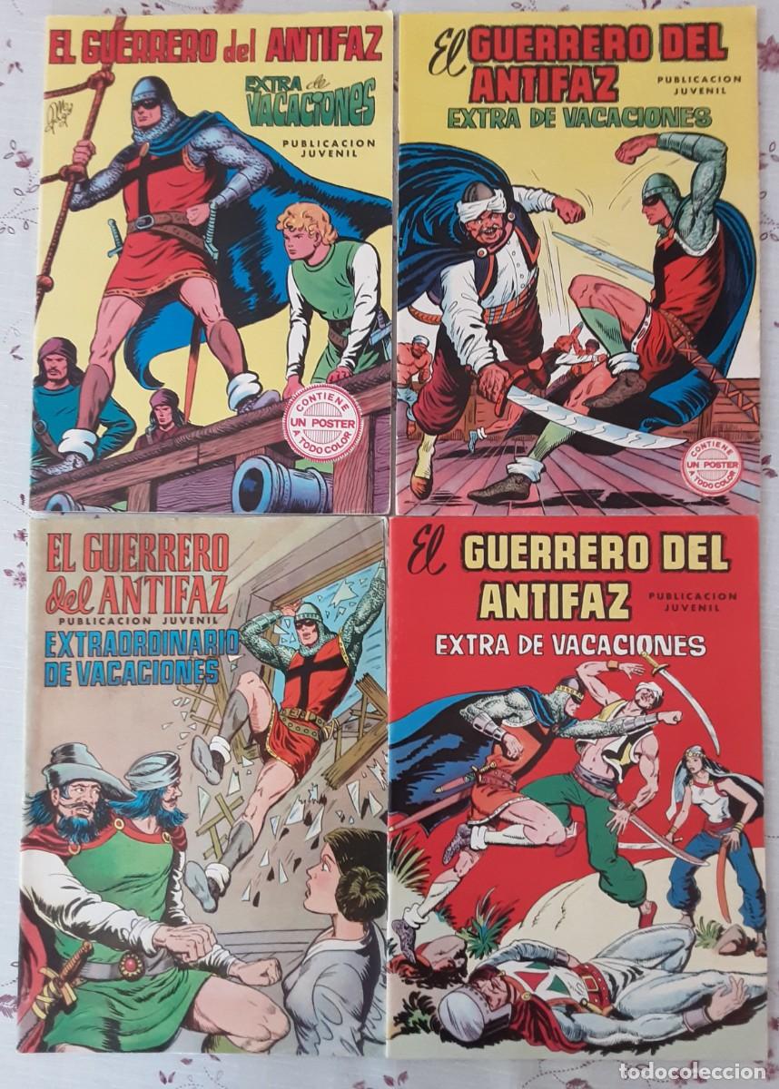 Tebeos: EL GUERRERO DEL ANTIFAZ, 4 EXTRA VACACIONES A&Ntilde;OS 1973, 1974, 1975, 1977.