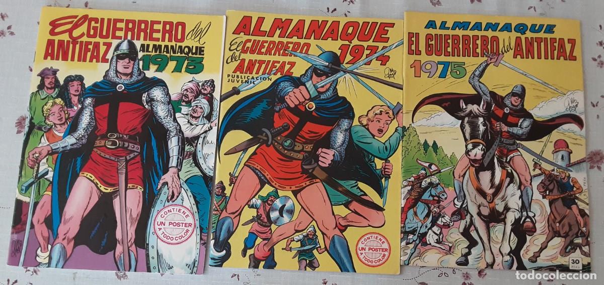 Tebeos: EL GUERRERO DEL ANTIFAZ, 3 ALMANAQUE, A&Ntilde;OS 1973, 1974, 1975.