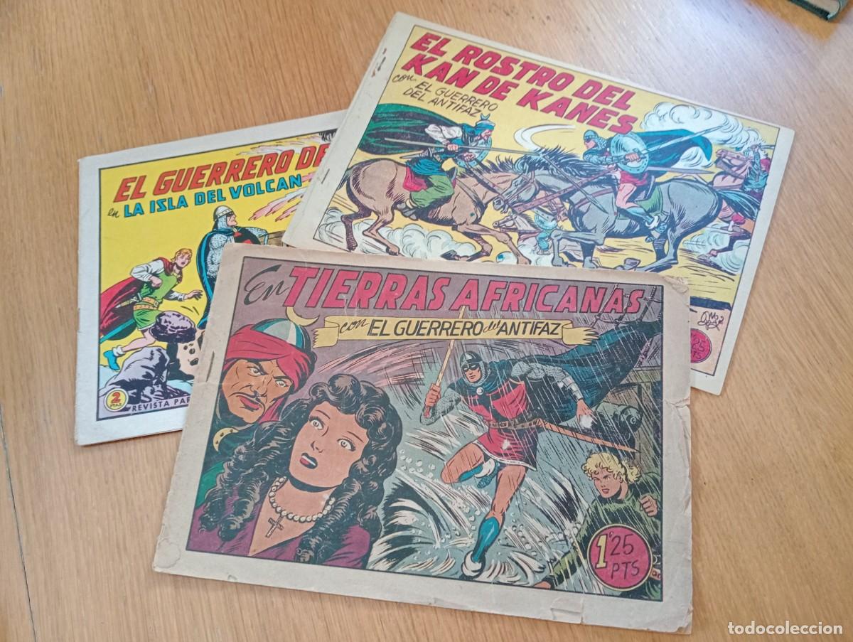 Tebeos: LOTE CON 3 ORIGINALES DE EL GUERRERO DEL ANTIFAZ (DE 669). GRAPA. VALENCIANA. 1949 &ndash; 66.