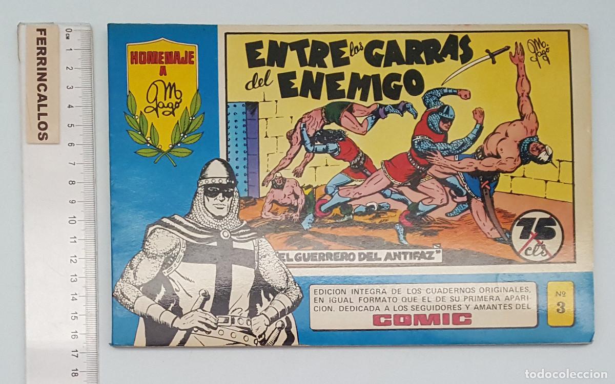 Tebeos: RETAPADO FACSIMIL EL GUERRERO DEL ANTIFAZ N&ordm; 3, ENTRE LAS GARRAS DEL ENEMIGO, HOMENAJE A GAGO