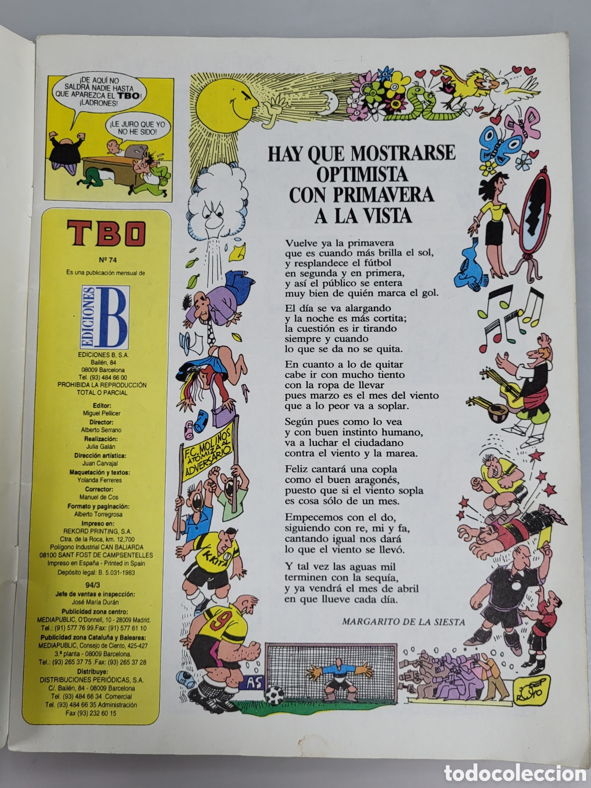 Tebeos: TBO N&ordm; 74 - ALMANAQUE EXTRA DE PRIMAVERA - EDICIONES B - - Foto 2
