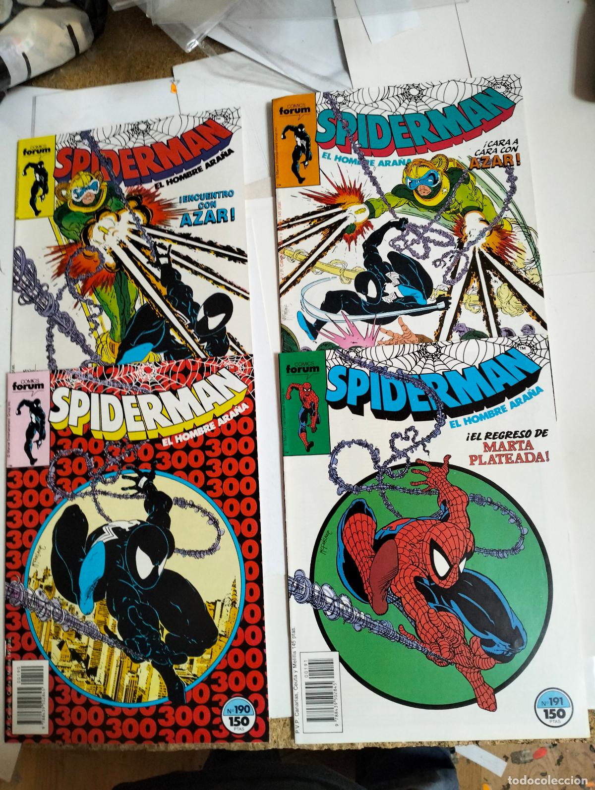 Tebeos: SPIDERMAN vol. 1 ns.# 188, 189, 190, 191 y 95 . ( lote 4 n&uacute;meros) Muy buen estado FORUM