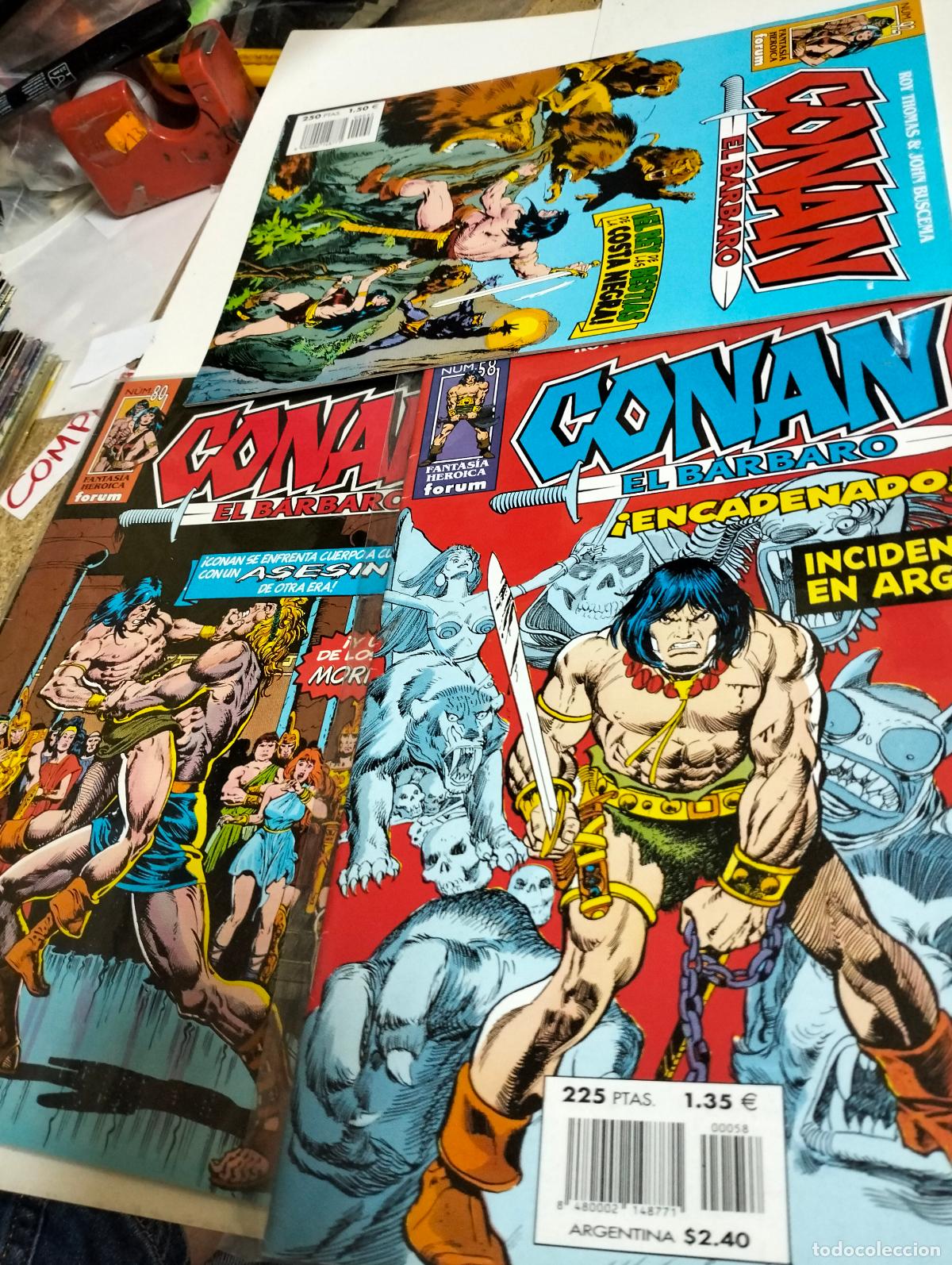 Tebeos: CONAN el B&Aacute;RBARO # 58, 80, 92 ( LOTE 3 N&Uacute;MEROS) FORUM.