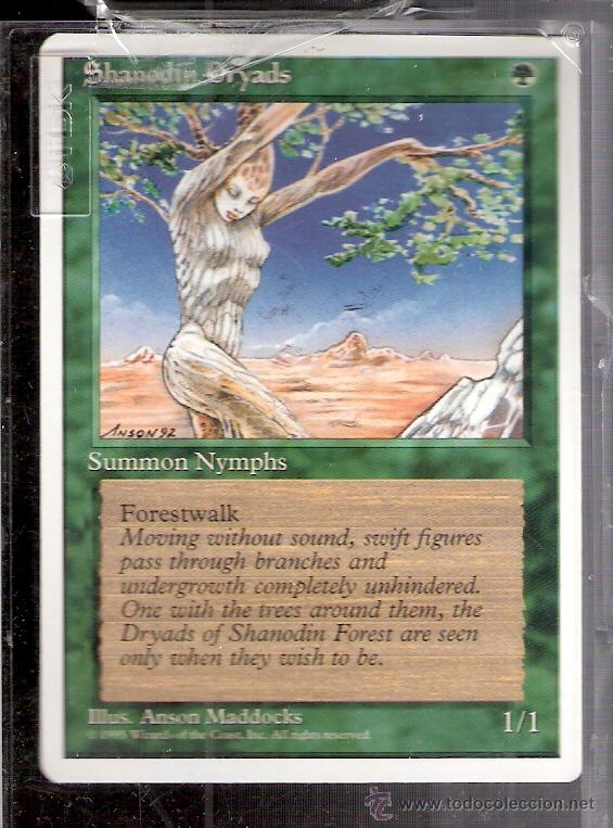 Trading cards: Shanodin Dryads. Summon Nymphs. Magic. The Gathering. Deckmaster.