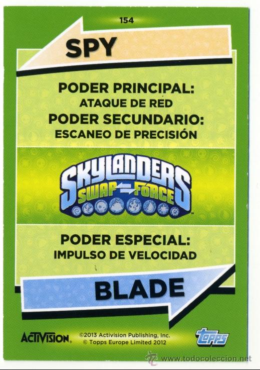 Trading cards: CARTA SPY BLADE - N&ordm; 154 - SKYLANDERS SWAP FORCE - A&Ntilde;O 2012 - 2013 - Foto 2