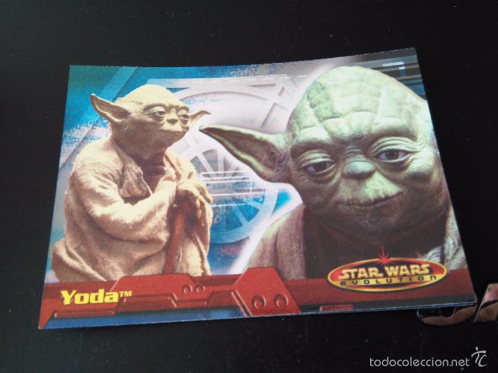 Trading cards: star wars evolution 2001 topps holo card 88 yoda - Foto 1