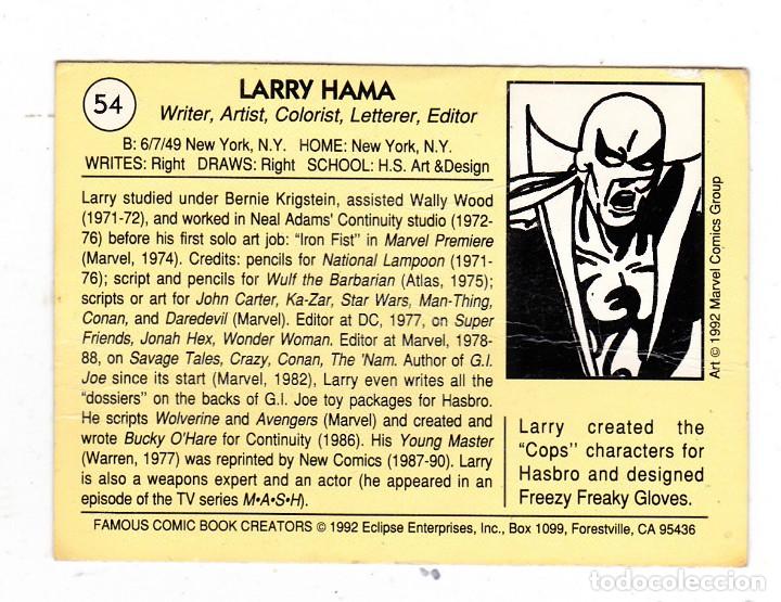 Trading cards: LARRY HAMA EDITOR 1992 MARVEL COMICS GROUP - Foto 2