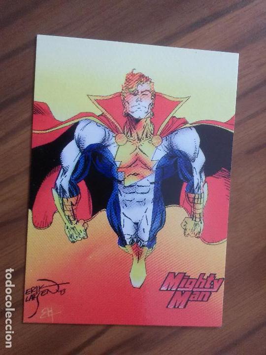 Trading Cards: MIGHTY MAN.  BUEN ESTADO. DOBLE CARA. PUBLICITARIA. EN INGL&Eacute;S. RARA