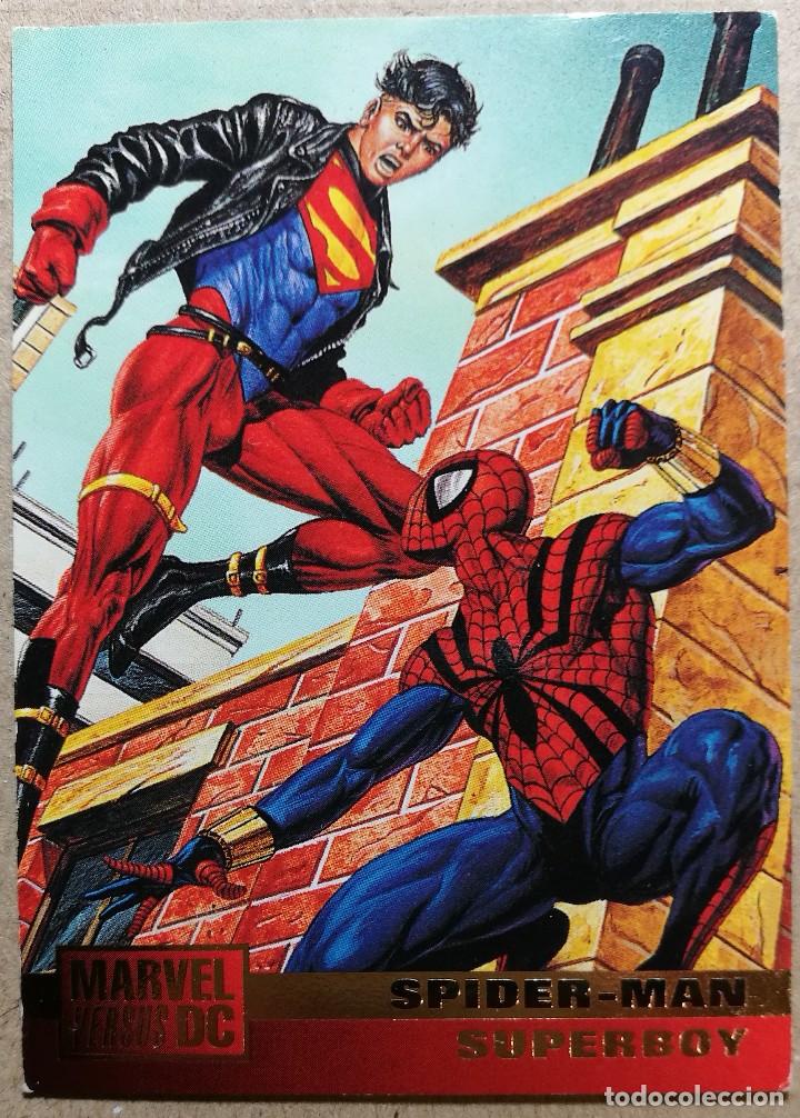 SUPERBOY Joe Jusko 1995 DC Versus Marvel BASE Trading Card #73 SPIDER-MAN 