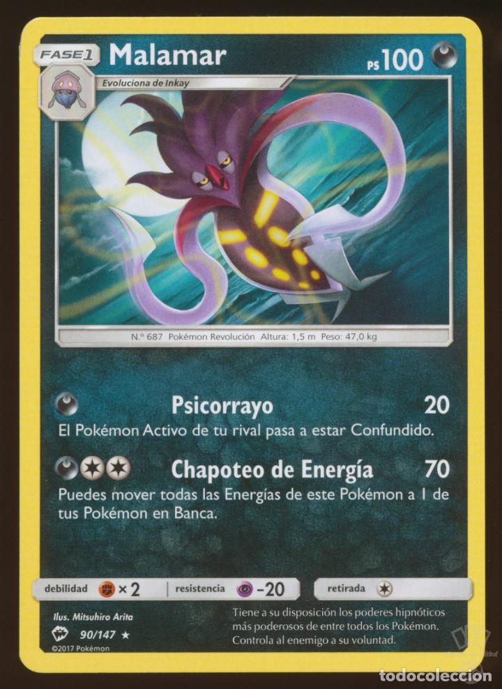Trading cards: #90/147. MALAMAR (Rara) - Sombras Ardientes (Burning Shadows) - Pokemon Trading Card/Carta