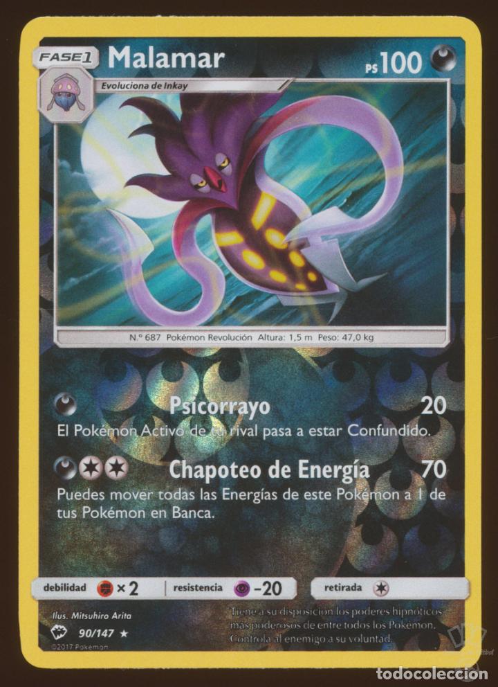 Trading cards: #90/147. MALAMAR (Rara Reverse Holo) - Sombras Ardientes (Burning Shadows) - Pokemon Card/Carta