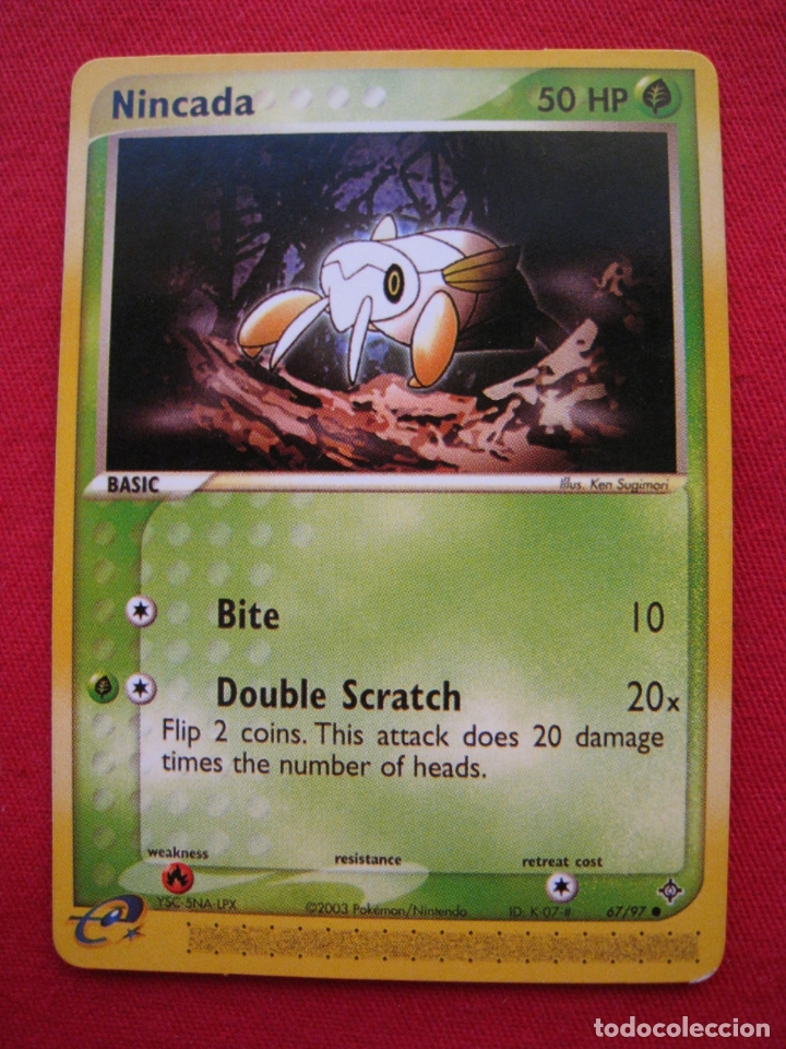 Trading cards: FICHA POKEMON - NINCADA - EN INGLES. - Foto 2