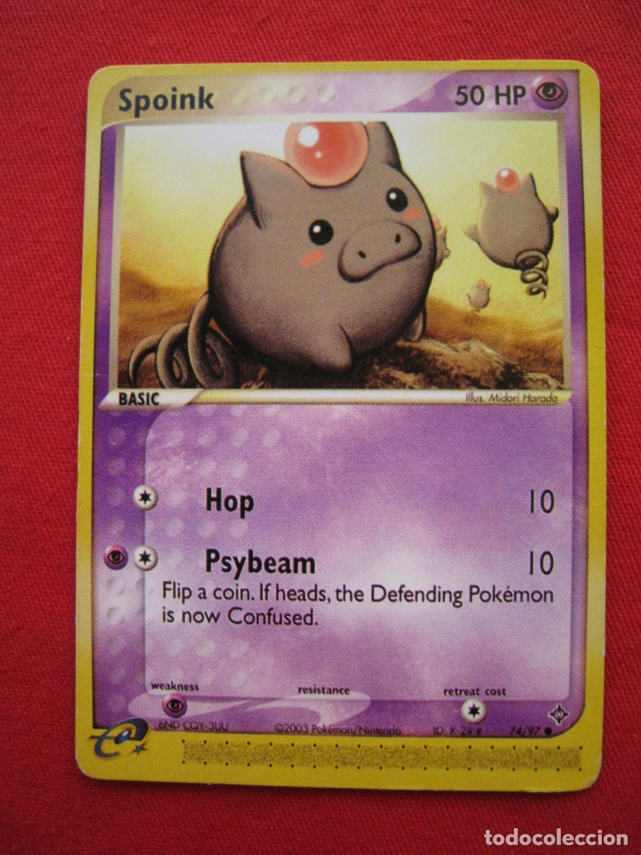 Trading cards: FICHA POKEMON - SPOINK - EN INGLES. - Foto 2
