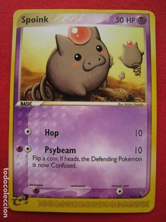 Trading cards: FICHA POKEMON - SPOINK - EN INGLES. - Foto 2