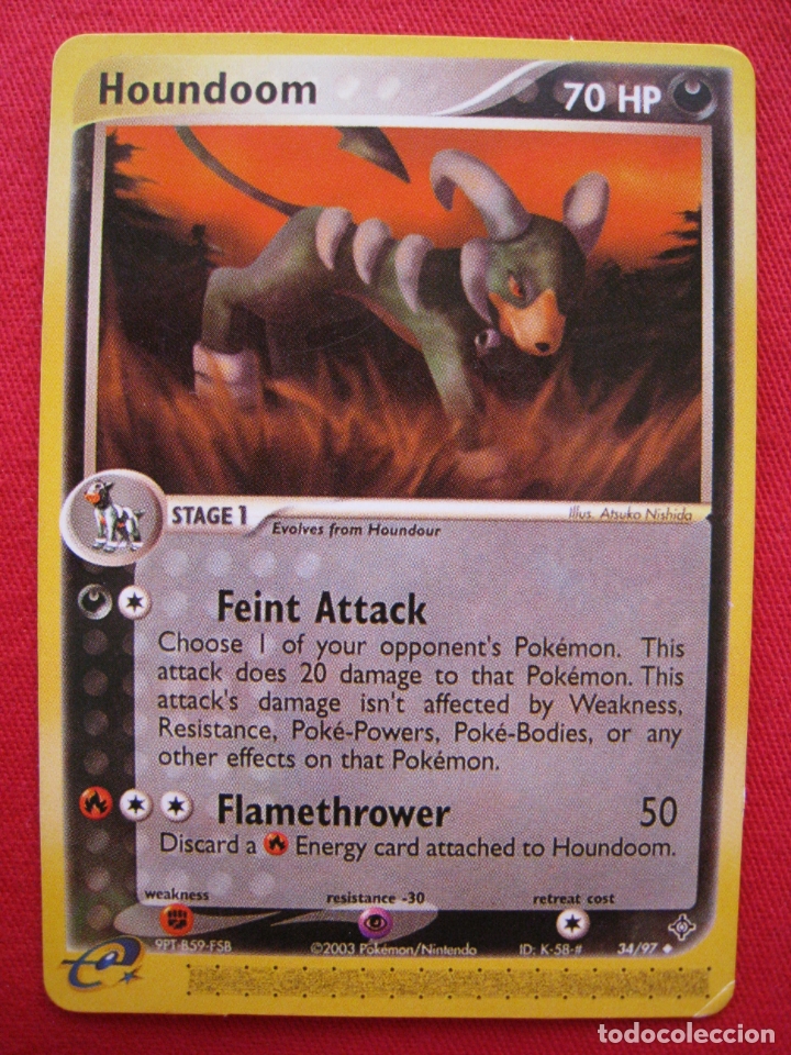 Trading cards: FICHA POKEMON - HOUNDOOM - EN INGLES. - Foto 2