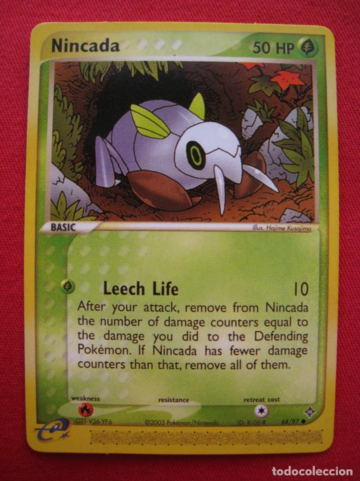 Trading cards: FICHA POKEMON - NINCADA - EN INGLES. - Foto 2