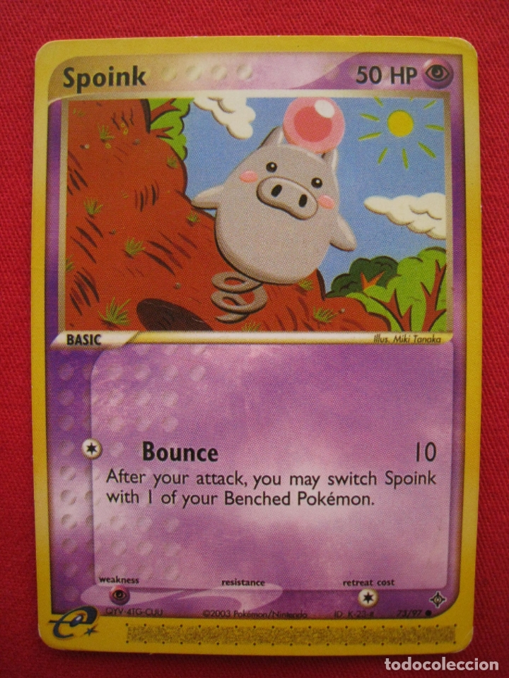 Trading cards: FICHA POKEMON - SPOINK - EN INGLES. - Foto 2
