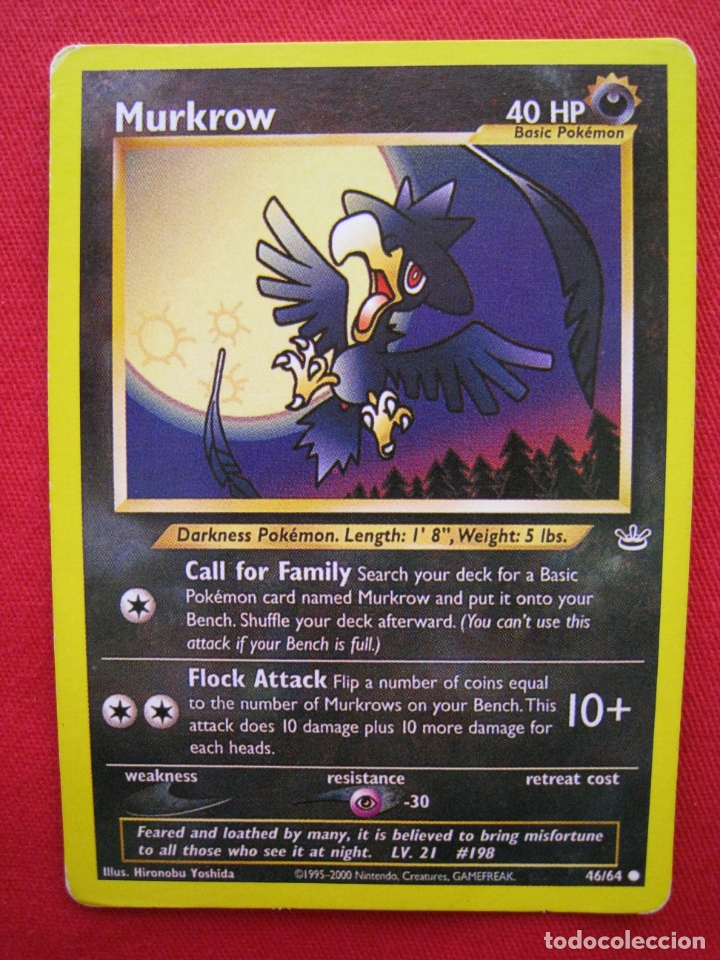 Trading cards: FICHA POKEMON - MURKROW - EN INGLES. - Foto 2