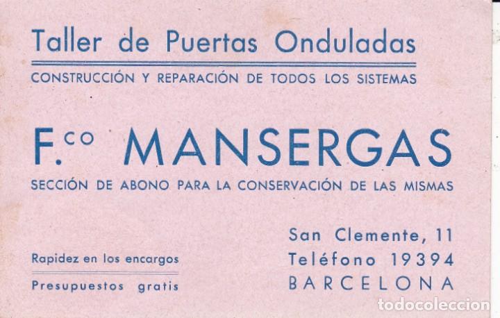 Trading Cards: Taller de puertas Onduladas Fco. Mansergas Barcelona
