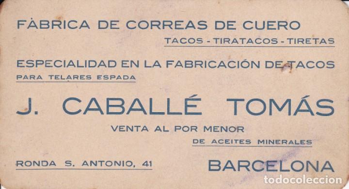 Trading cards: F&aacute;brica de correas de cuero J. Caball&eacute; Tom&aacute;s Barcelona