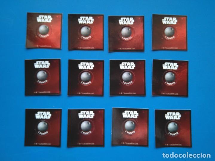 Trading cards: 12 PUNTOS ESPECIALES SIN PEGAR DE LA CARTILLA DESCUENTO STAR WARS HEROES Y VILLANOS - CARREFOUR-2016